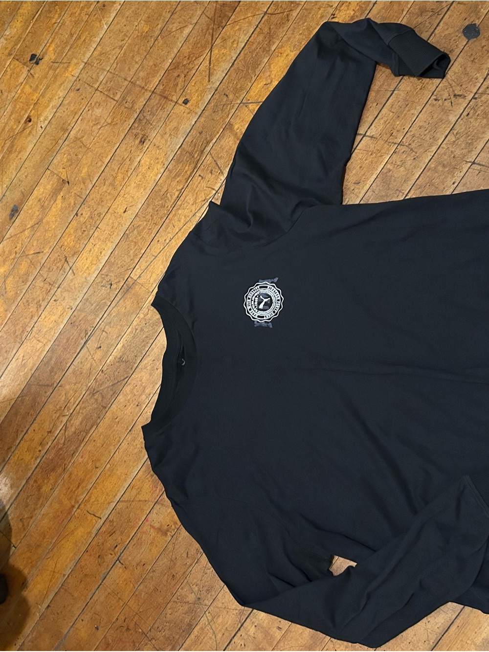 Puma Black Crewneck Sweatshirt with White Chest Crest - Mentally